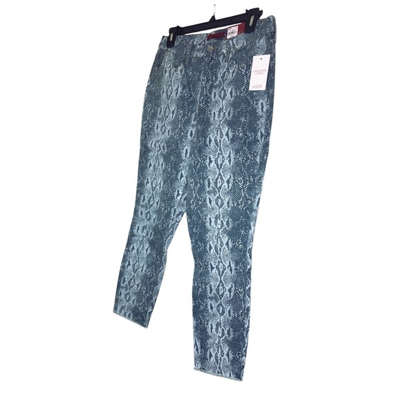 Jennifer Lopez Womens Blue Snakeskin High Rise Raw Hem Cropped Jeans Sz 10 New - Picture 3 of 9